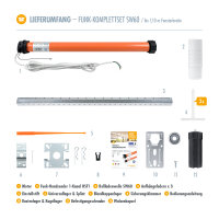 Funk Rolladenmotor Komplettset SW60 + Steuerung + Rolladenwelle + Zubehör bis 1,10m HSF1