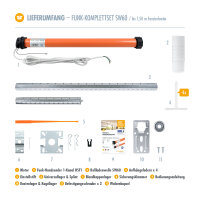 Funk Rolladenmotor Komplettset SW60 + Steuerung + Rolladenwelle + Zubehör bis 1,50m HSF1