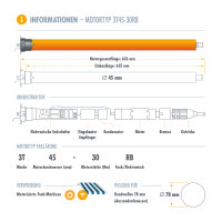 3T Funk-Markisenmotor mit elektronischen Endschaltern 30Nm inkl. Handsender HSF1 + Adaptersatz Typ: 3T45-30RB / 78mm rund