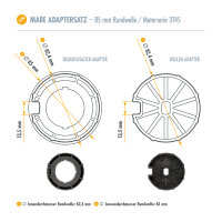 3T Funk-Markisenmotor mit elektronischen Endschaltern 30Nm inkl. Handsender HSF1 + Adaptersatz Typ: 3T45-30RB / 85mm rund