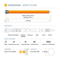 Funk Rolladenmotor 3T45-RB Komplettset SW60 + Steuerung + Rolladenwelle + Zubehör bis 1,10m HSF1