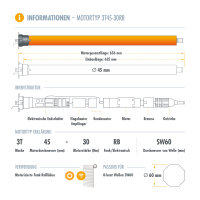 Funk Rolladenmotor 3T45-RB Komplettset SW60 + Steuerung + Rolladenwelle + Zubehör bis 3,10m HSF1