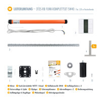 Funk Rolladenmotor 3T35-RB Komplettset SW40 + Steuerung + Rolladenwelle + Zubehör bis 1,10m WSTF1