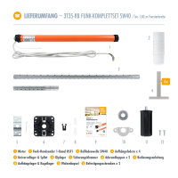 Funk Rolladenmotor 3T35-RB Komplettset SW40 + Steuerung + Rolladenwelle + Zubehör bis 1,40m HSF1