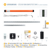 Funk Rolladenmotor 3T35-RB Komplettset SW40 + Steuerung + Rolladenwelle + Zubehör bis 1,60m WSTF1