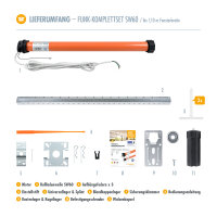 Funk Rolladenmotor Komplettset SW60 + Steuerung + Rolladenwelle + Zubehör bis 1,10m ohne Sender